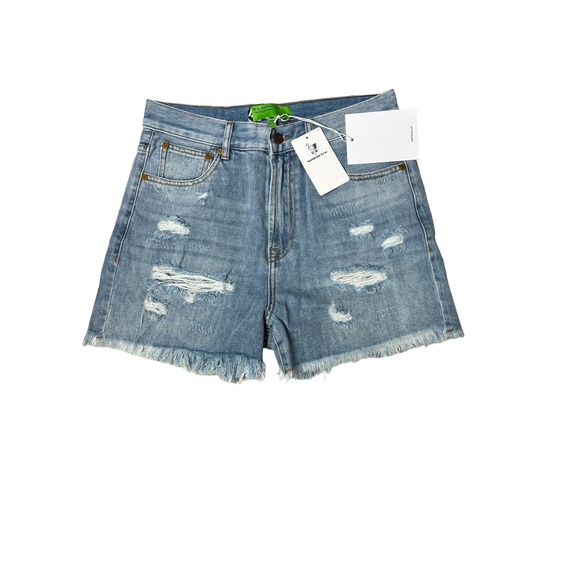 Sandrine Rose NWT Women's Denim Jean Shorts High Rise Distressed Raw Hem Size 26 - Picture 1 of 6